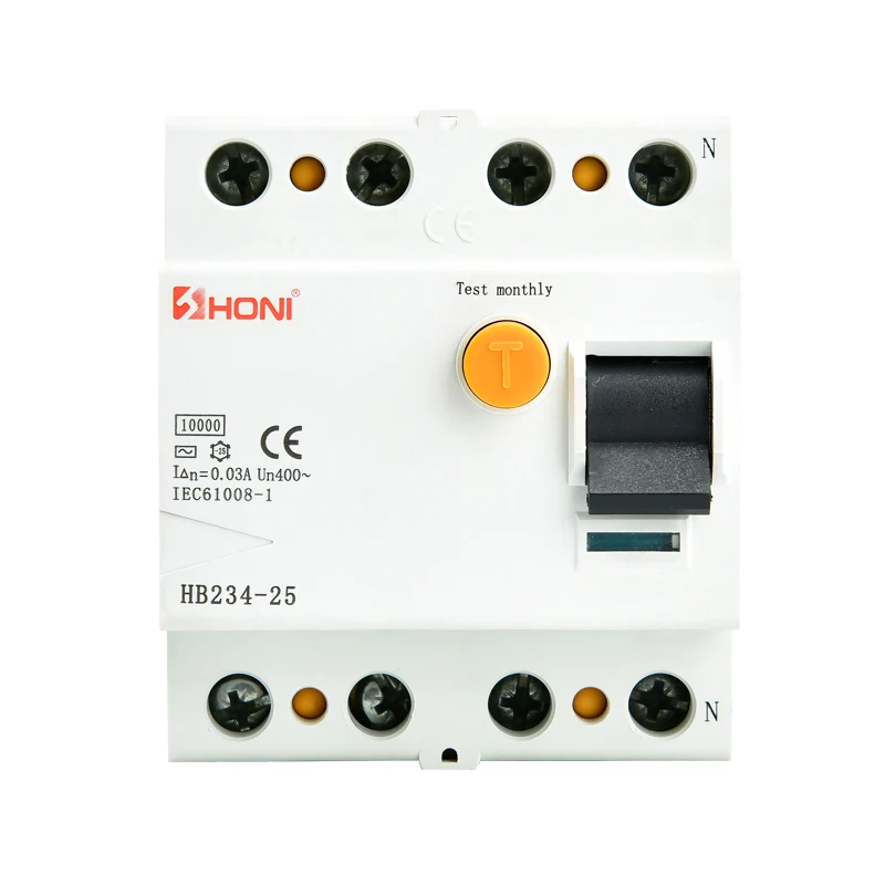 4pole rccb 16A 30mA 100ma 32a 40a mcb  6KA f7 PFIM Residual Current Circuit Breaker