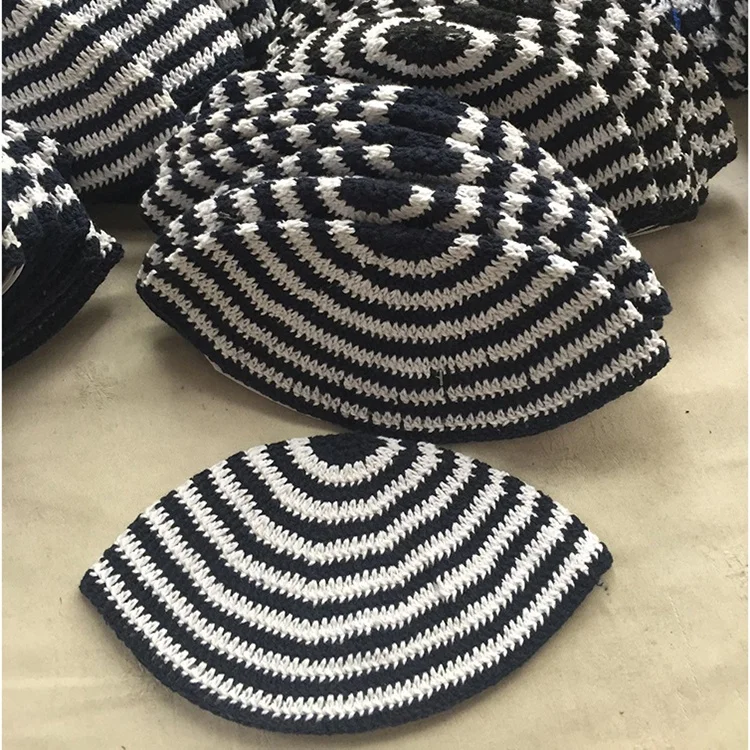 Customized Knitted Jewish Hat Beanie Kippah Judaica Yarmulke Kippot Skull Cap White Black Red Blue Embroidery Men Kids 24cm