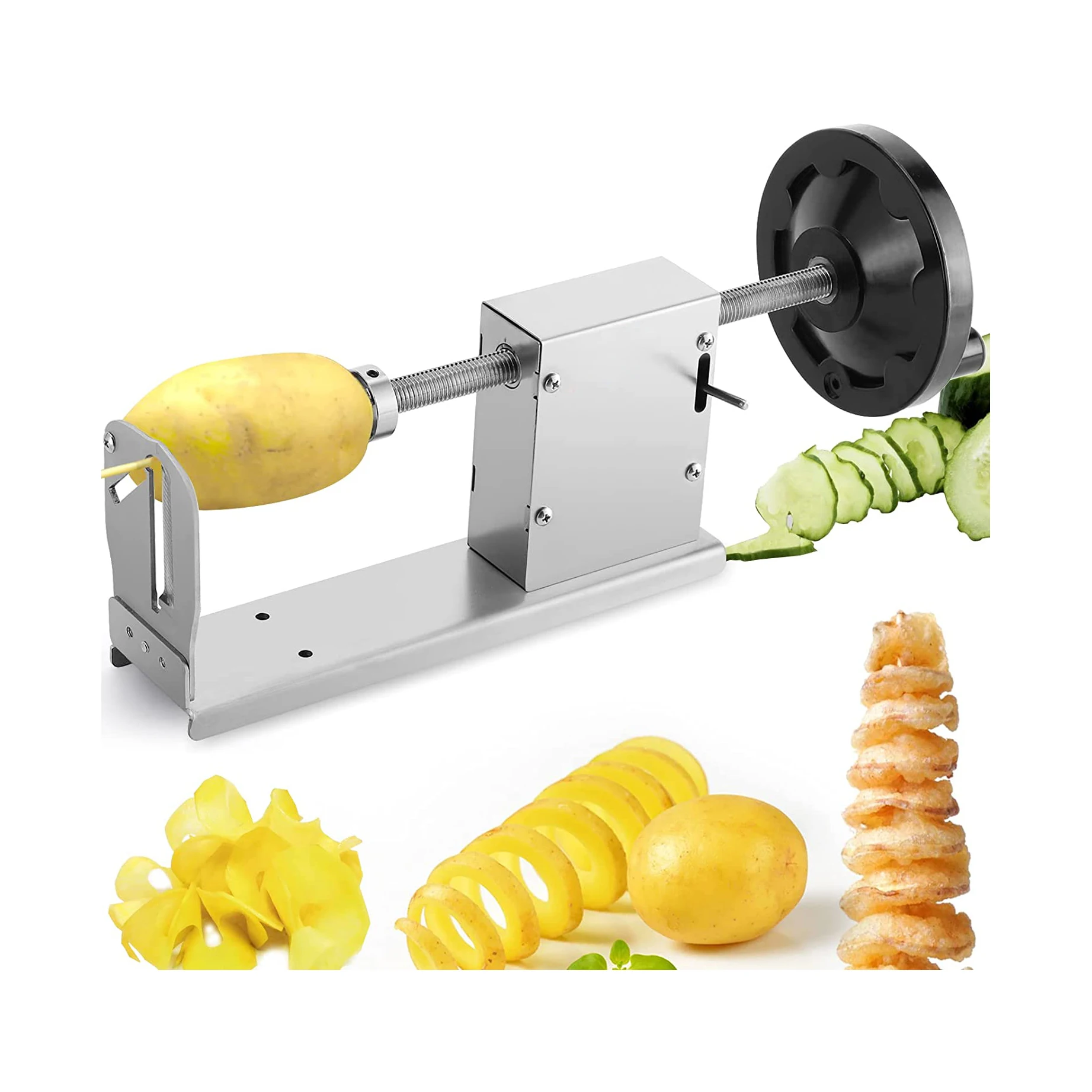 Manual Tornado Potato Slicer Potato Spiral Cutter 3 in 1 Stainless Steel Twisted Potato Twister French Fry Chips Maker