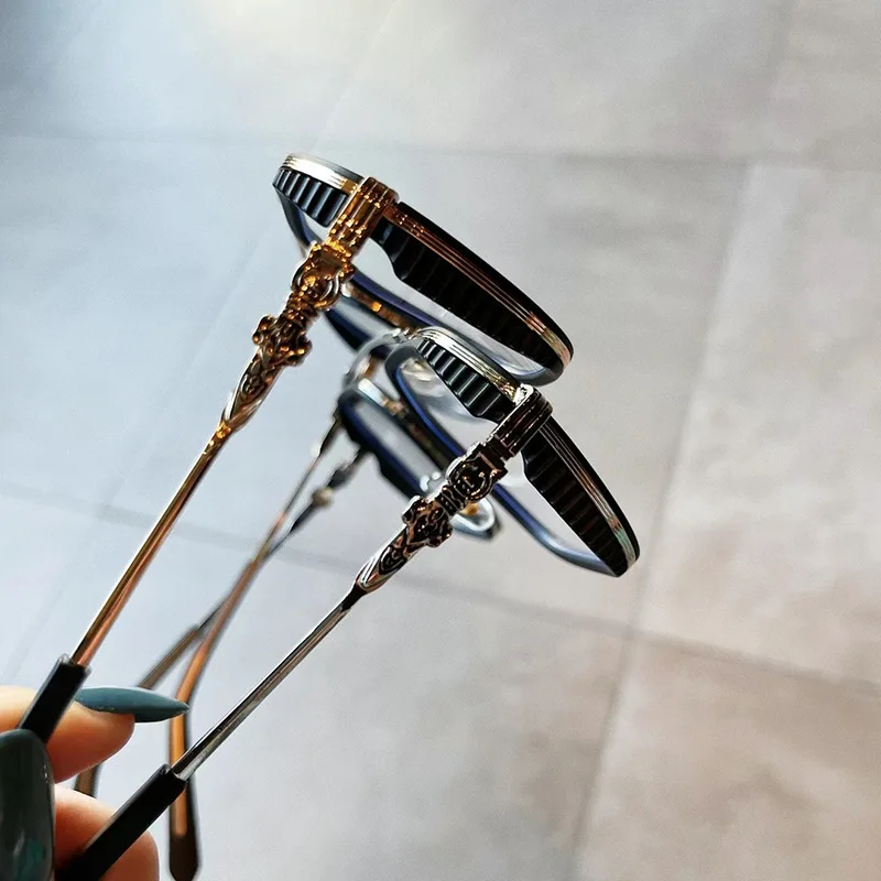 New anti Blu ray glasses version trendy personality double nose bridge myopia glasses frame fashion plain plain glasses