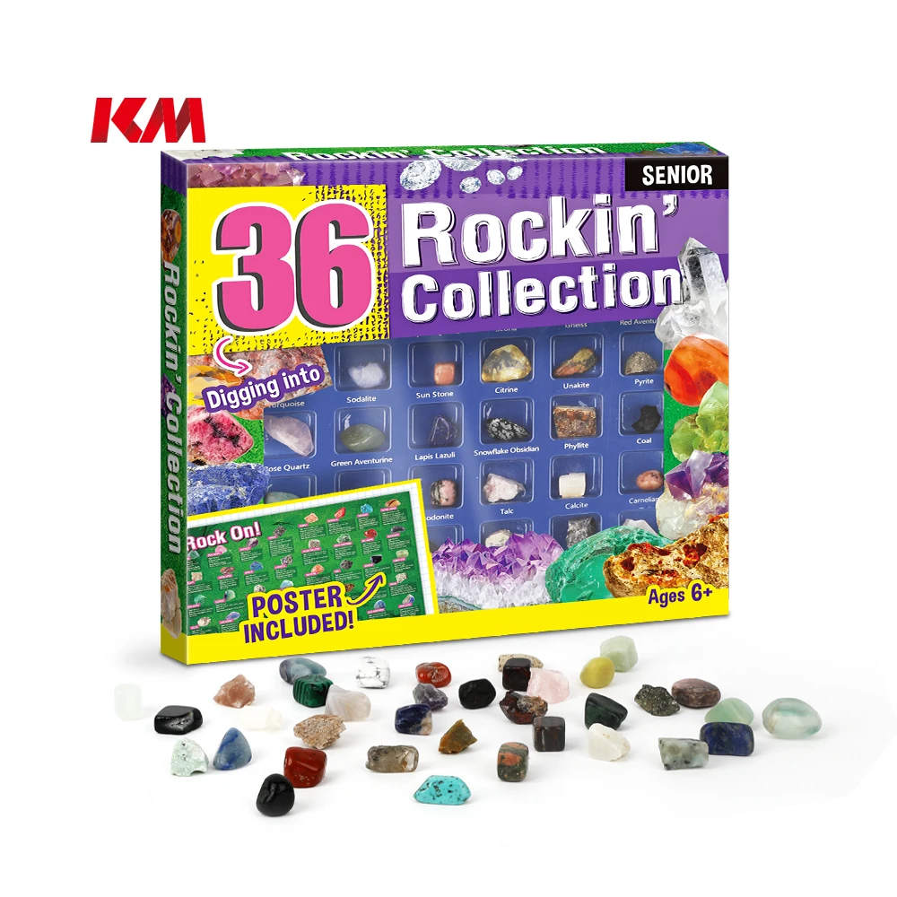 popular kid toys educational stone lover rock collection 36pcs middle specimen color assorted rock post