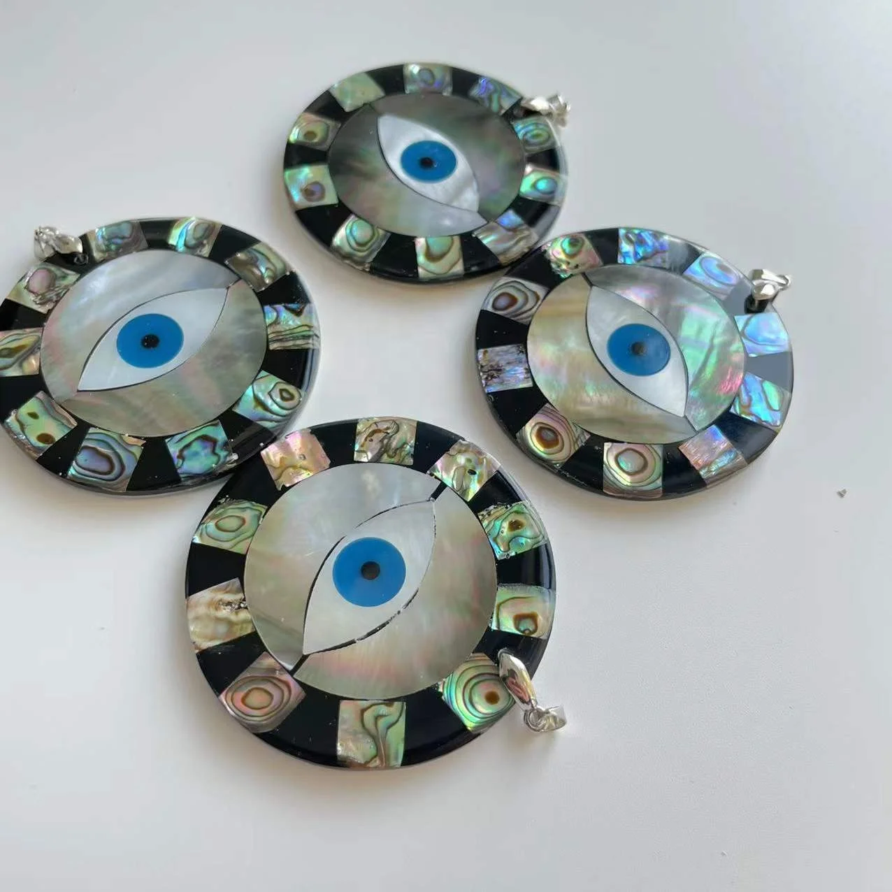 Hot sale natural stone shell evil eyes pendant for Jewelry DIY