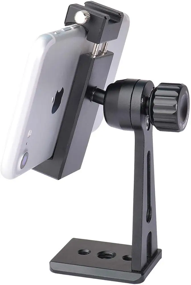
Phone Holder for Tripod, Metal Cellphone Tripod Adapter 360 Degree Rotation Vertical Video Smartphone Bracket Clip for iPhone X Phone Holder for Tripod, Metal Cellphone Tripod Adapter 360 Degree Rotation Vertical Video Smartphone Bracket Clip for iPhone 