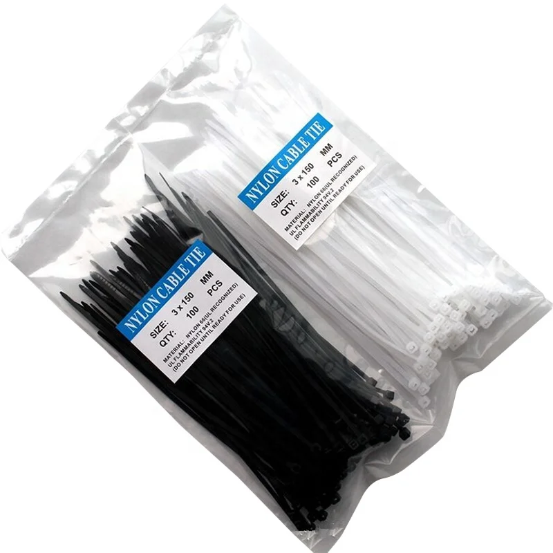 Professional Factory 3.6*200mm Industrial Nylon 66 Cable Ties 100pcs/bag Self-locking Plastic Zip Tie
