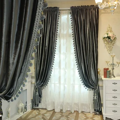 Luxury Curtains European Elegant Super Soft Living Room Window Velvet Curtains