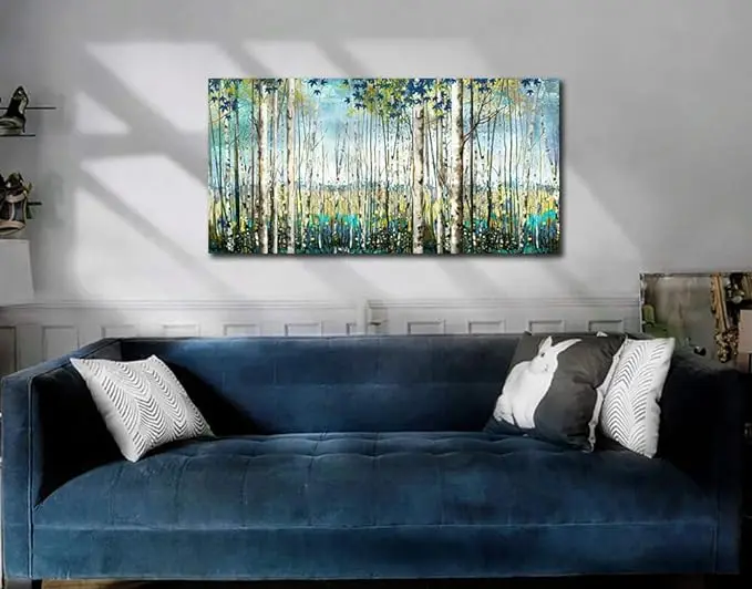 Green View White Birch Forest Canvas oil Painting abstract oil painting on canvas handmade for Home  decorative