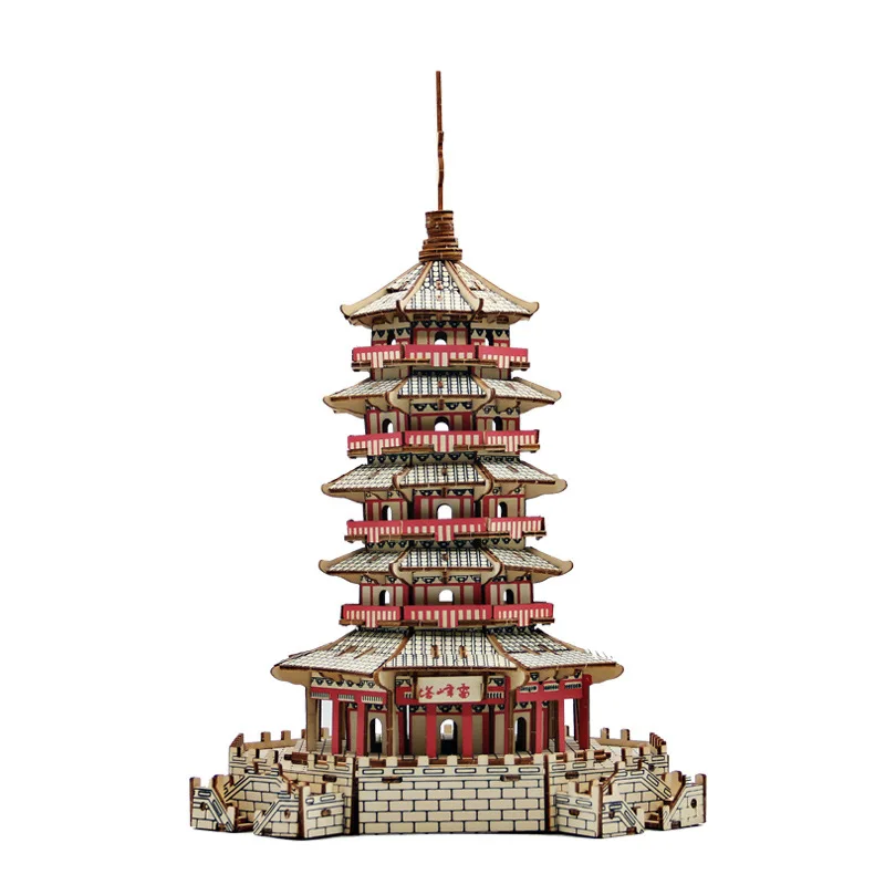 Stall new DIY Leifeng Pagoda building model complex assembly toys 3d wooden puzzles for adults