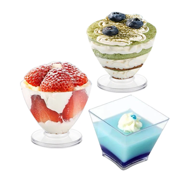 Mini Dessert Cups with Lids and Spoon Clear Dessert Shot Cups Dessert Plastic Cup for Appetizers