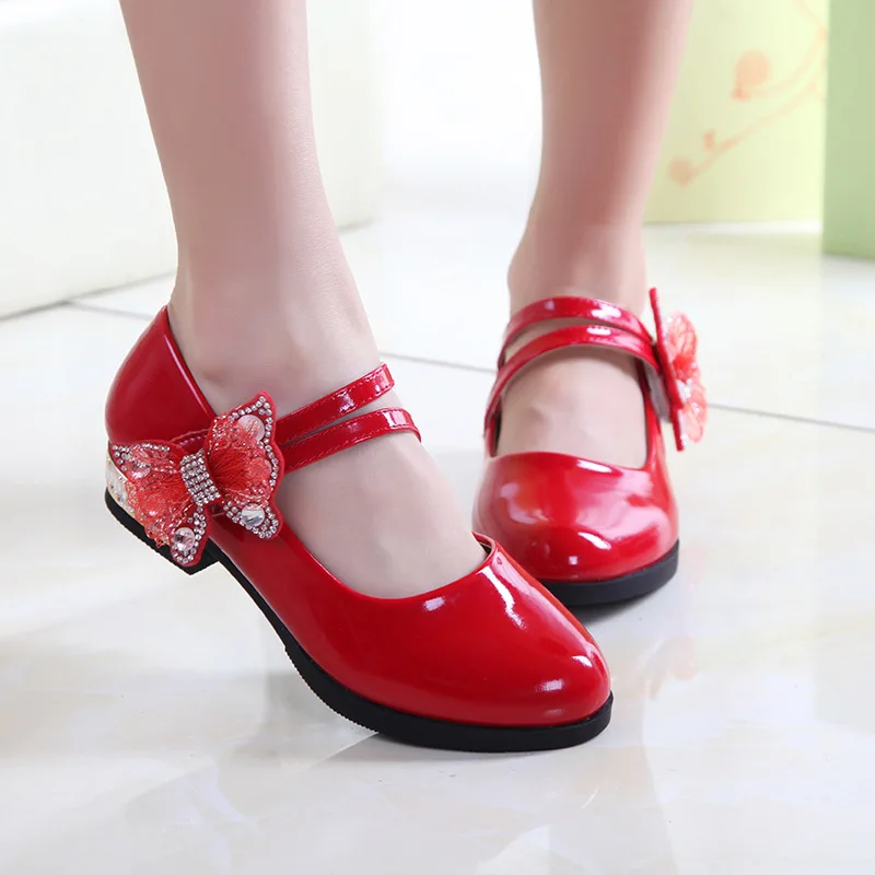 
The latest fashion girl leather shoes princess shoes non-slip solid color bow student performance shoes 