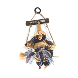 Hot Sale Halloween Pendant Ornaments Ghost Doll Horror Scary Hanging Decoration Flying Witch Broom
