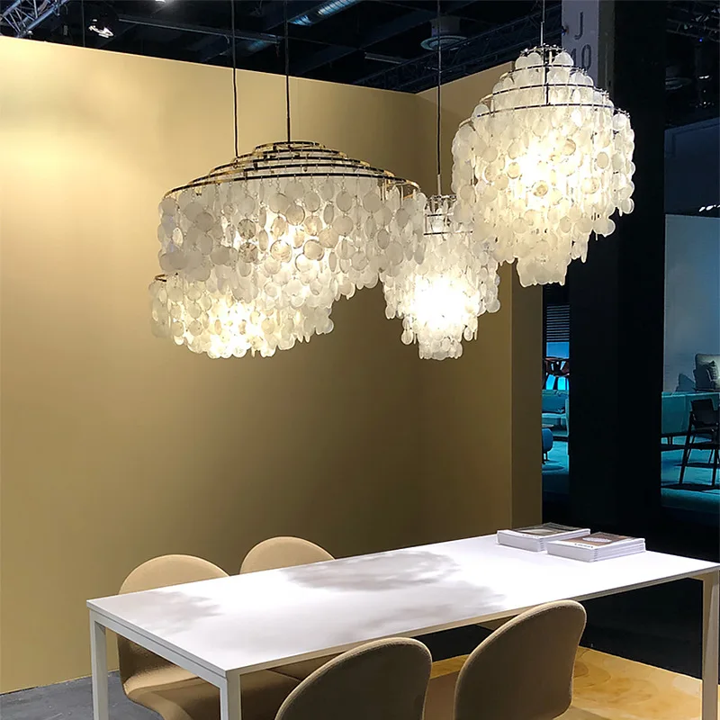 Modern Minimalist Natural Seashell Chandelier French Living Room Lustre  Dining Room Bedroom Light Creative Design Pendant Light