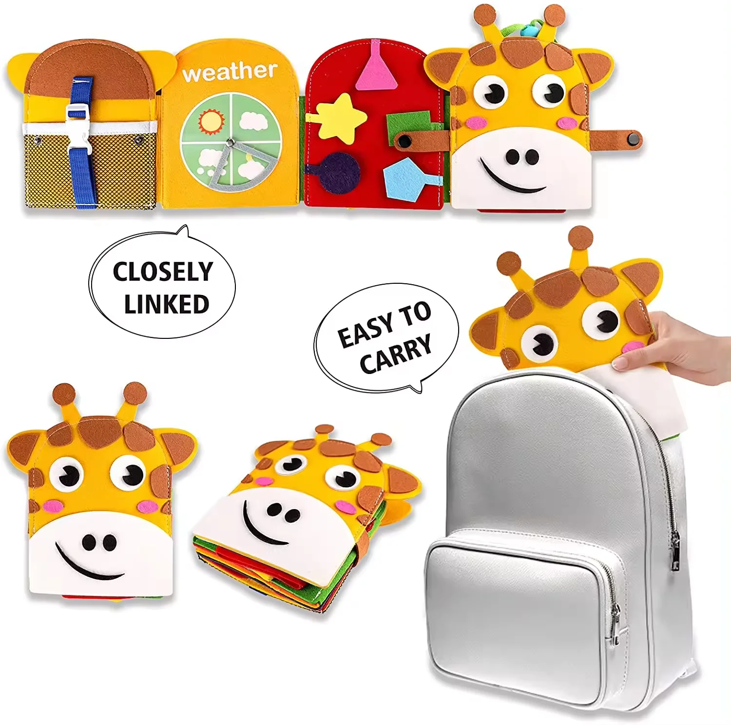 OEM BSCI montessori toy  fabric buzy busy board toddler handmade educational quite book felt my first story book felt materials