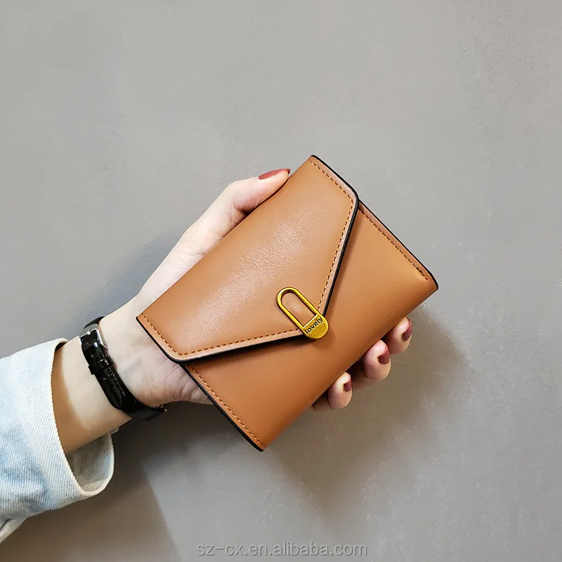 Fashion simple wallet fold card holder clip purse business wallet woman vintage black pu leather cash envelope wallet for ladies