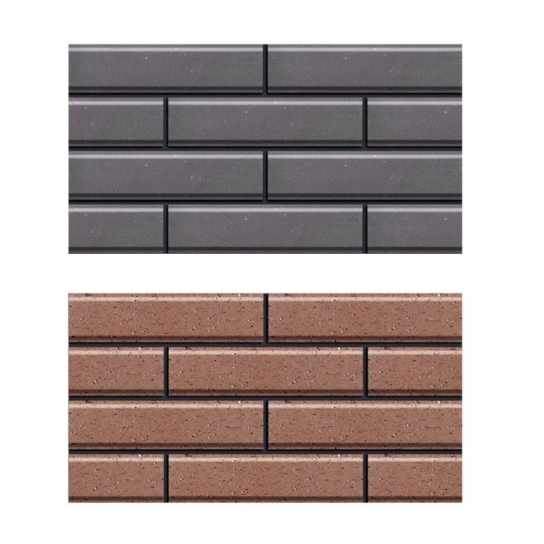 Customized thin long kiln terracotta brick slip veneer residential facade 24x6 rustic matte red clay wall bricks