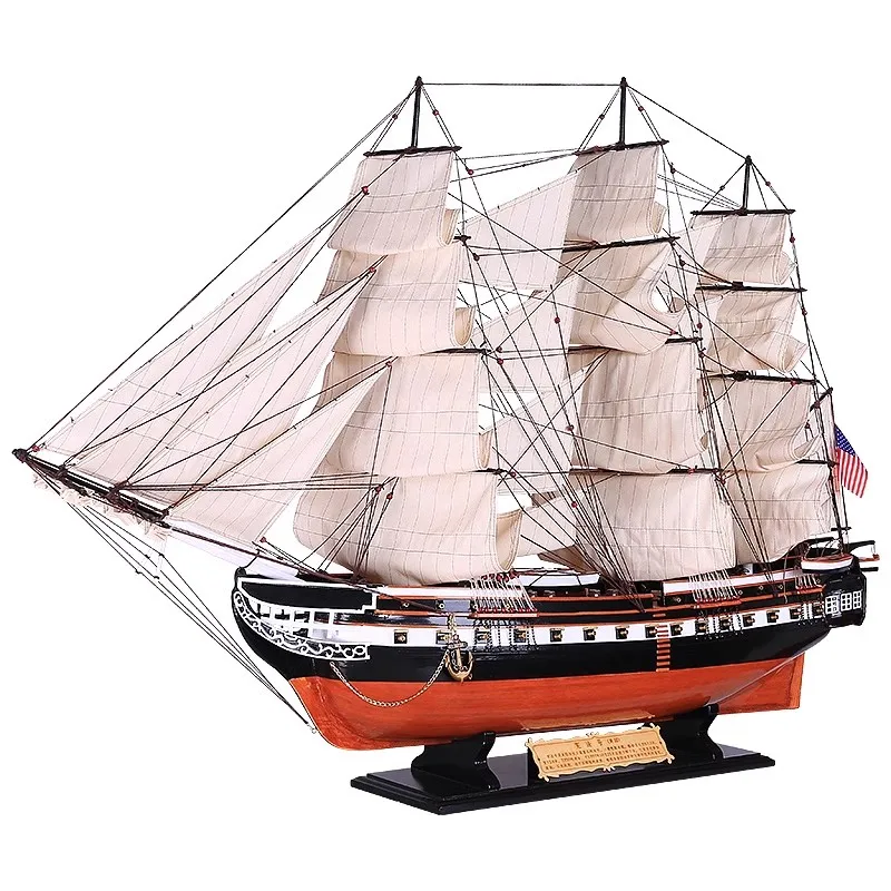Wooden handmade sailboat model Constitution American decorative smooth sailing living room porch office decoration ship model