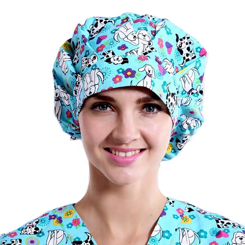 ANNO Woven Head Clip Color Surgical Hats Print Doctors Hair Medical Nurse Operating Room Caps
