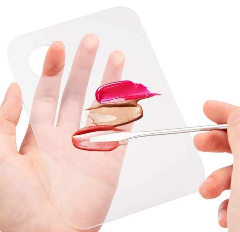 Custom Acrylic Art Painting Paint Mixing Palette with Stainless Steel Metal Spatula Artist Tool for Mixing Foundation Nail-Art