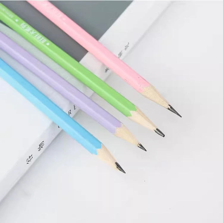 Wooden Standard  HB Colored Pencils With Customized Lead Eraser Topper Logo Colour Color Set For School Kids Children