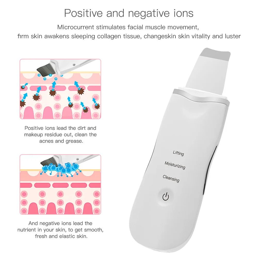 OEM Dead Facial Spatula Pore Cleaner Exfoliators Firming Beauty Machine Wrinkle Remover Ultrasonic Face Skin Scrubber