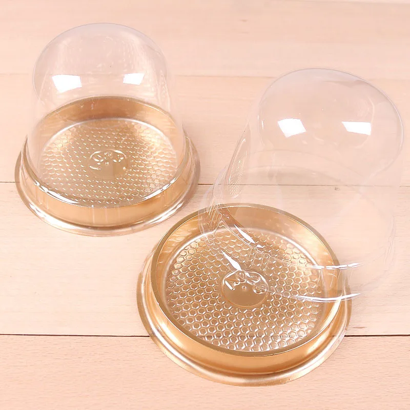 4 Inch Mini Cupcake Container with Dome Lids Gold Base Muffin Boxes for Wedding Birthday
