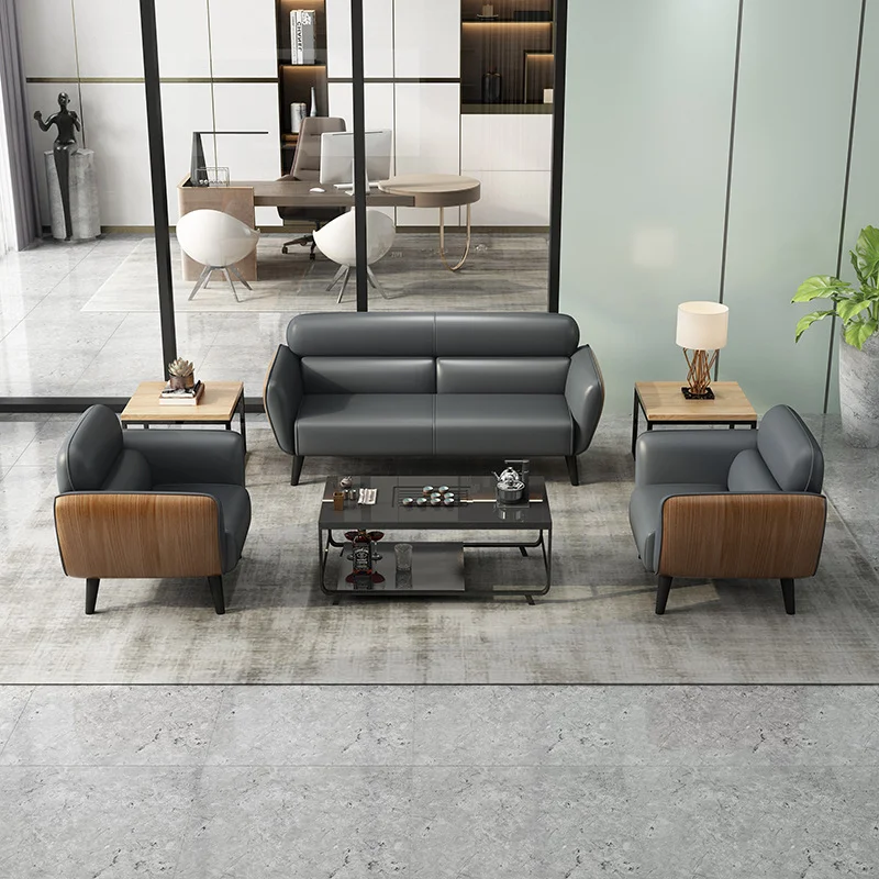 Hot Sell Modern Sectional Sofa 1 to 2 Seater Genuine Leather Sofa set Office Furniture commercial Office sofa reception couches