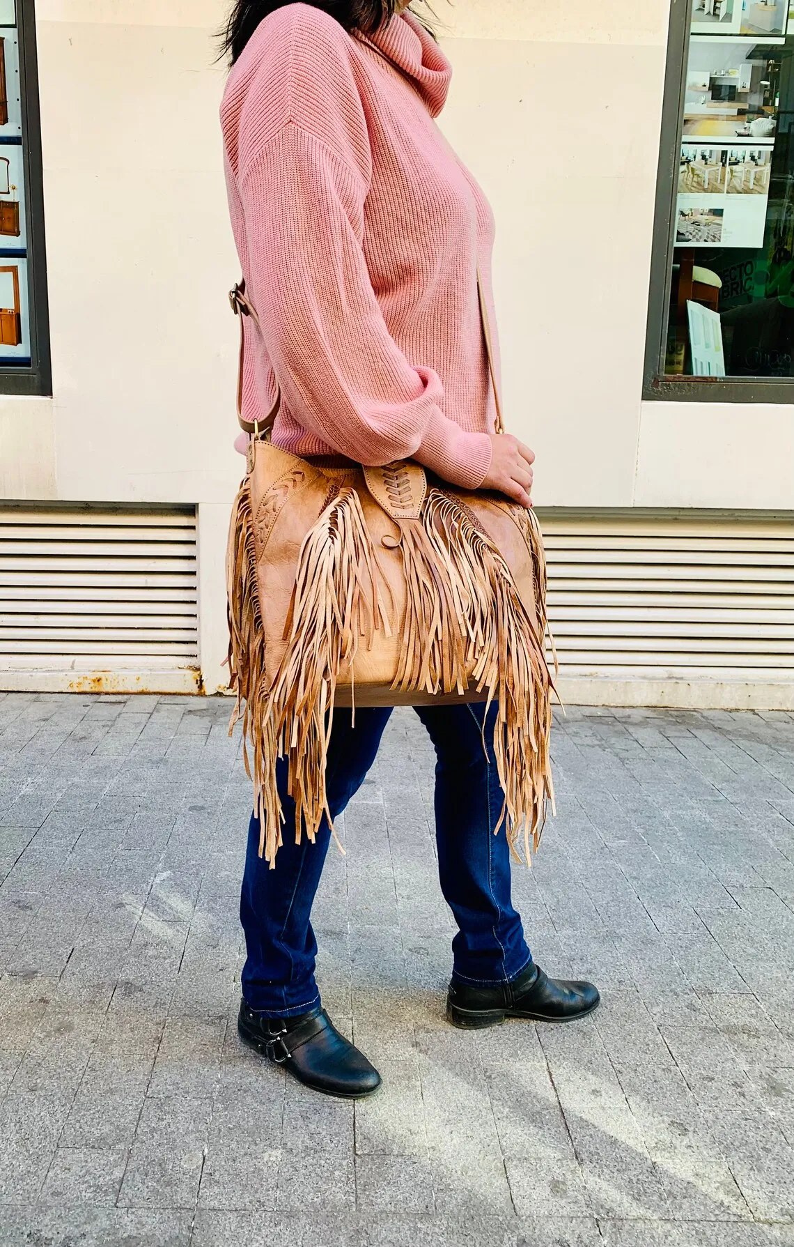 High Quality Boho Fringed Leather Shoulder Bag Crossbody Hippie Bag for Women Wholesale Manufacturer