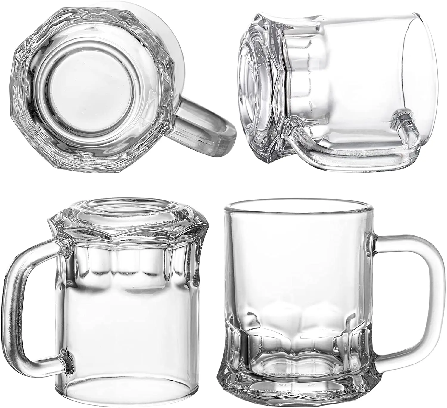 Mini 5 oz Beer Mug Glass Tasting  Beer Glasses for Freezer, Heavy Base Beer Sampler Glass Shots Glasses with Handle