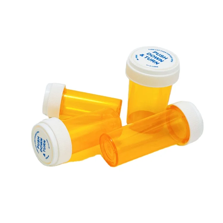 Wholesale Portable Customizable 8 13 16 20 DR Sealed Plastic Bottles With Child Resistance Lid Amber PP Bottles