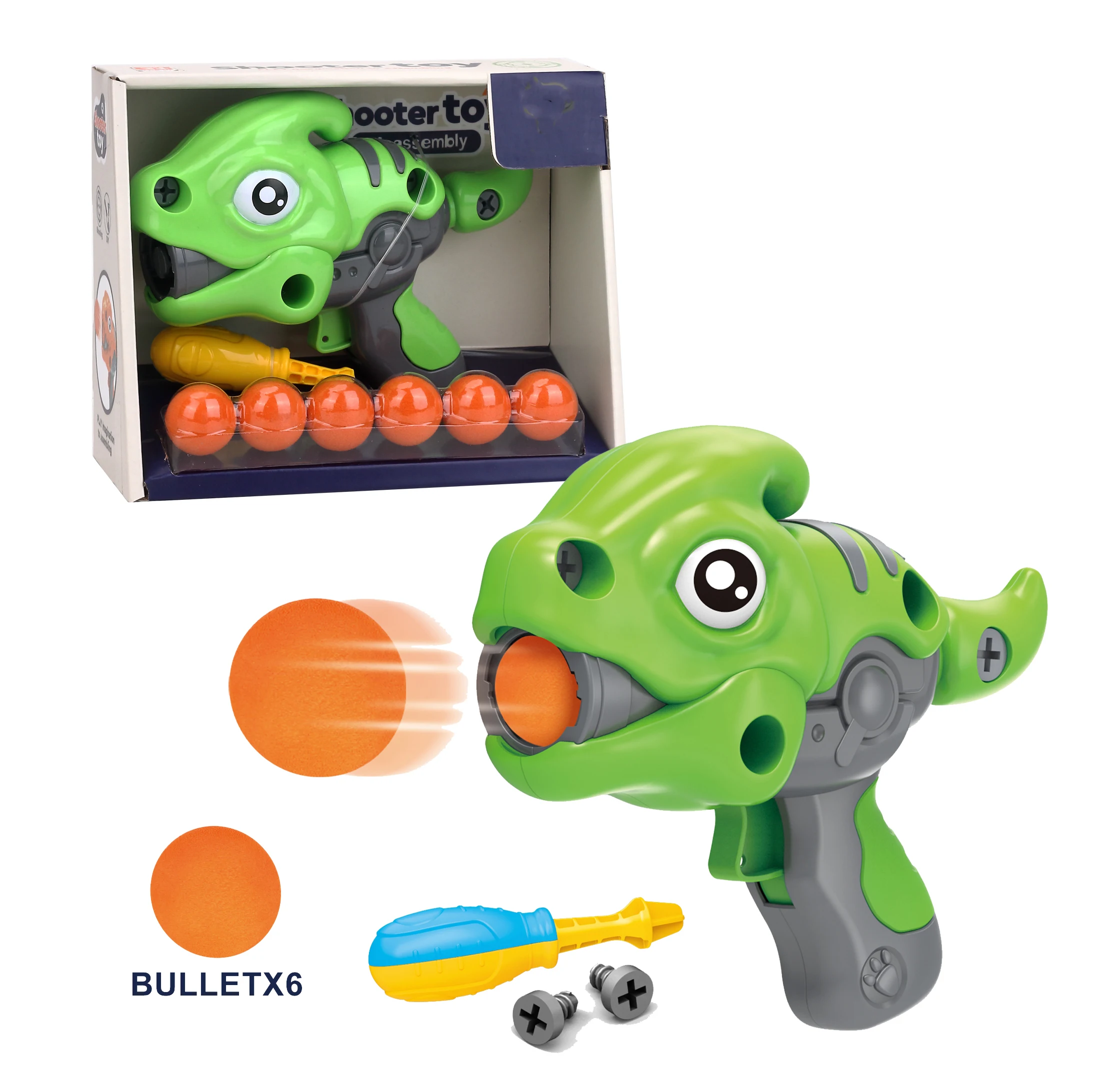 Kids Air Power EVA Foam Balls Dinosaur Gun Toy Shooting Game DIY Assemble Dinosaur Foam Ball Gun Game Toy