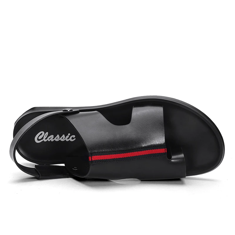 Удобная повседневная обувь, мужские сандалии с резиновой подошвой, стильный внешний вид из натуральной кожи