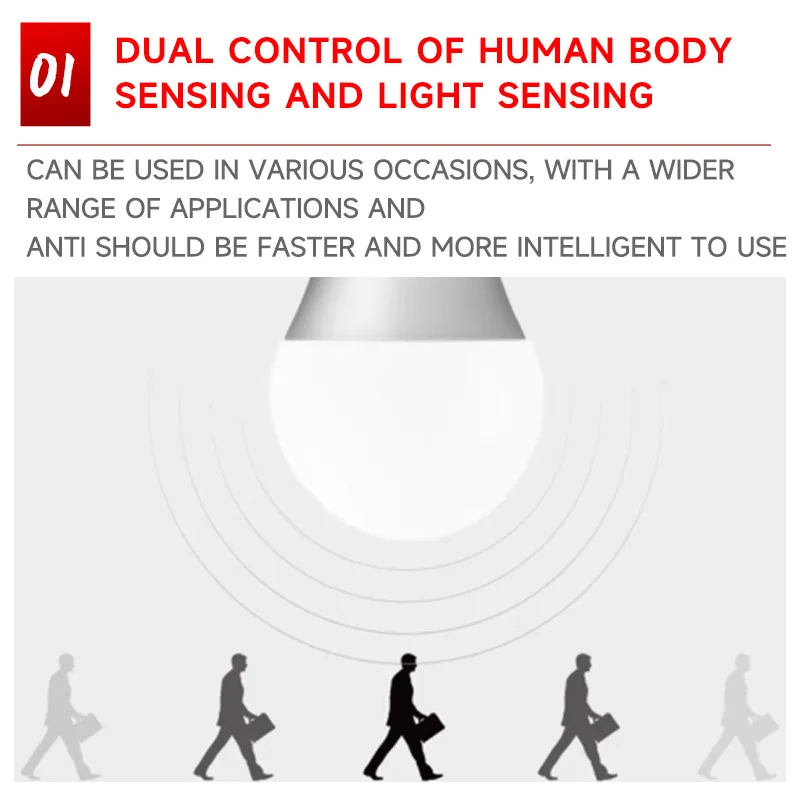LED radar sensor light sound and light control energy-saving sensor bulb LED human body sensor bulb lamp E27 smart bulb