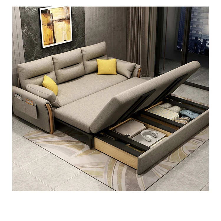 Modern L shape folding sofa bed  sleeping 3 seater Sofa Sleeper Bed with storage