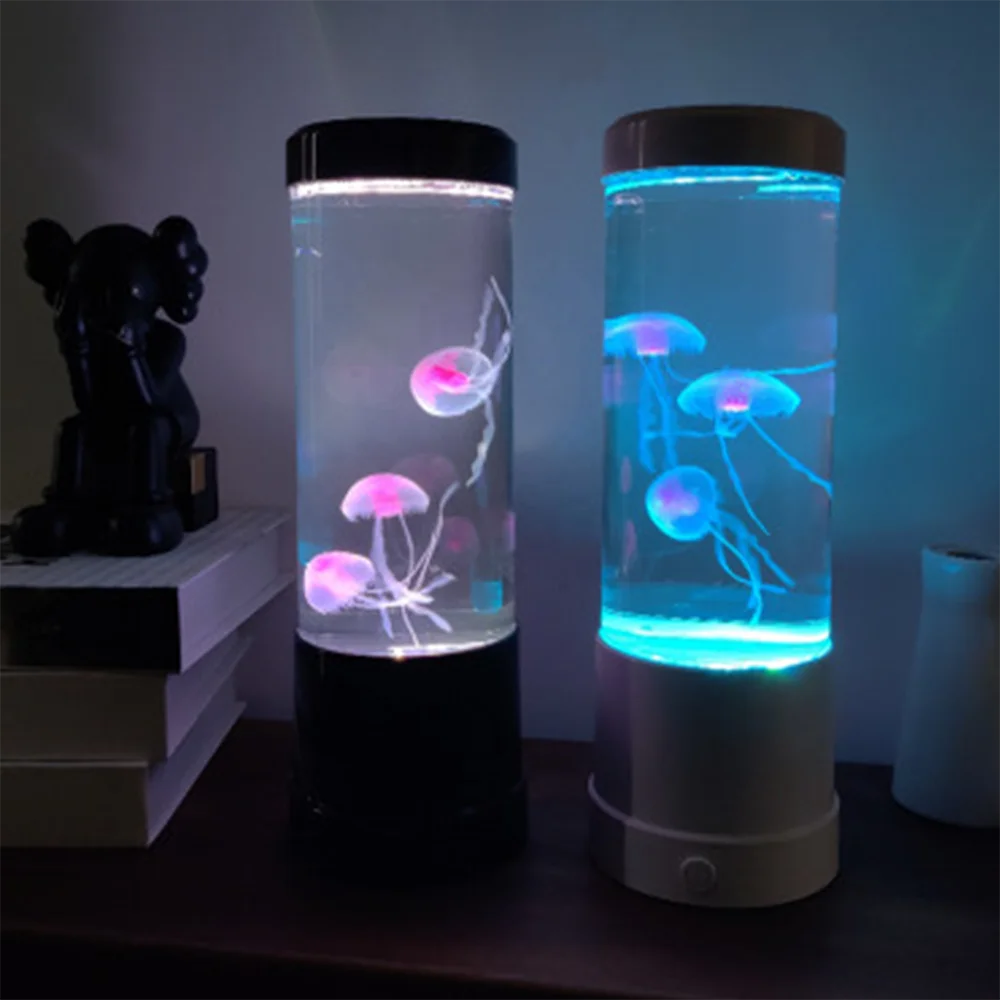 Led Color Changing Mini Aquarium Jellyfish Lamp Desk Decoration Fish Tank