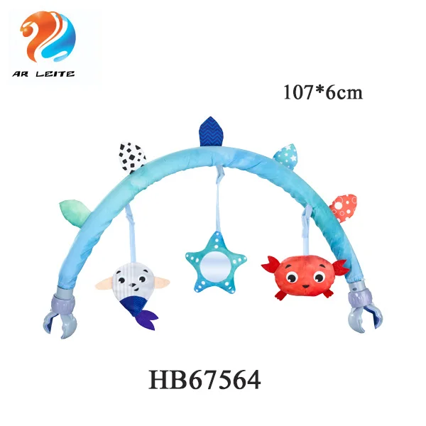 Симпатичная детская кроватка, удобная игровая Арка с зеркалом, подвесная игрушка, мобильный Колокольчик для кровати, Мягкое Животное со звуком, детская игрушка для коляски