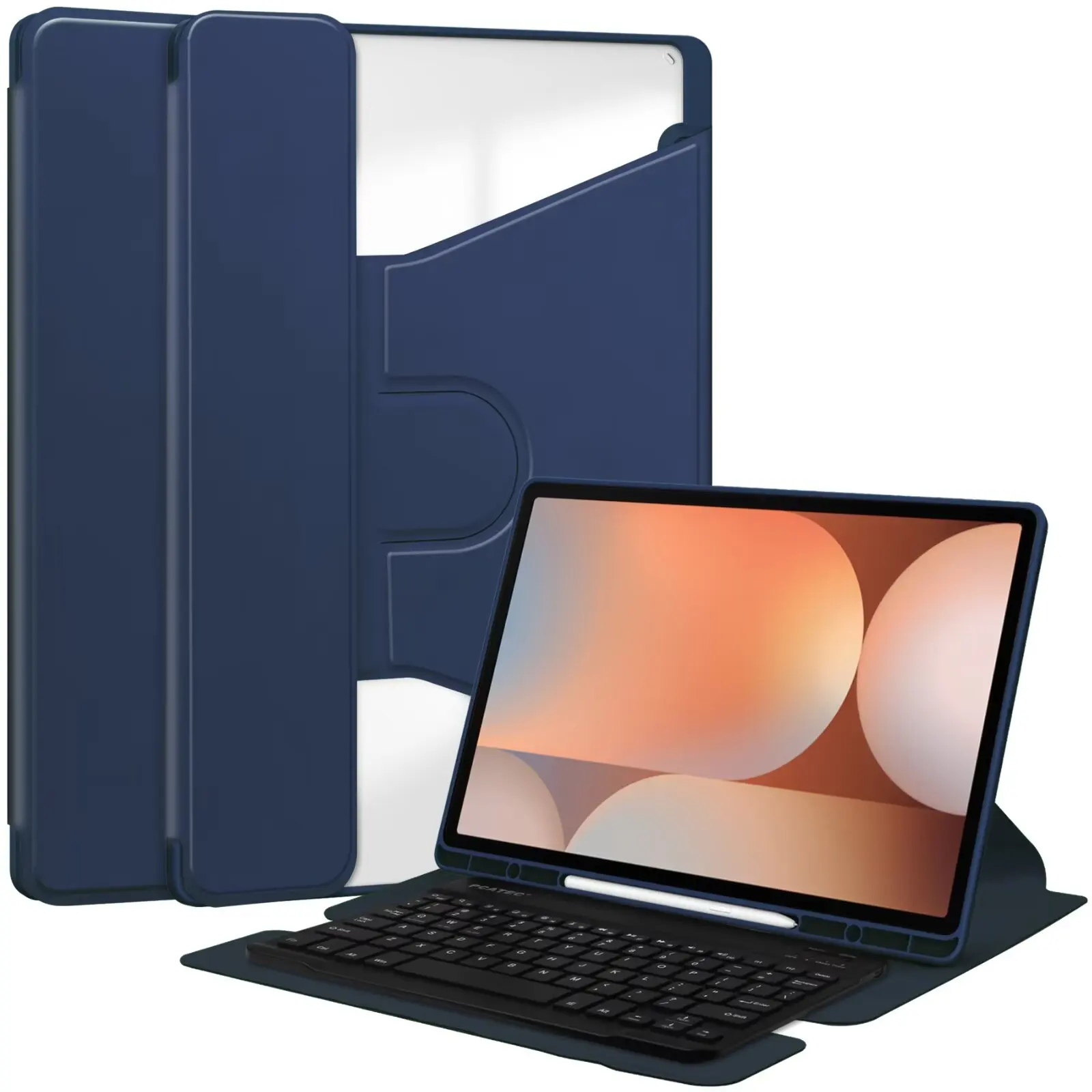 360 rotating New Keyboard Case for Samsung Galaxy Tab S10 Ultra SM-X920 14.6 inch 2024  Clear Back Shockproof tablet Cover