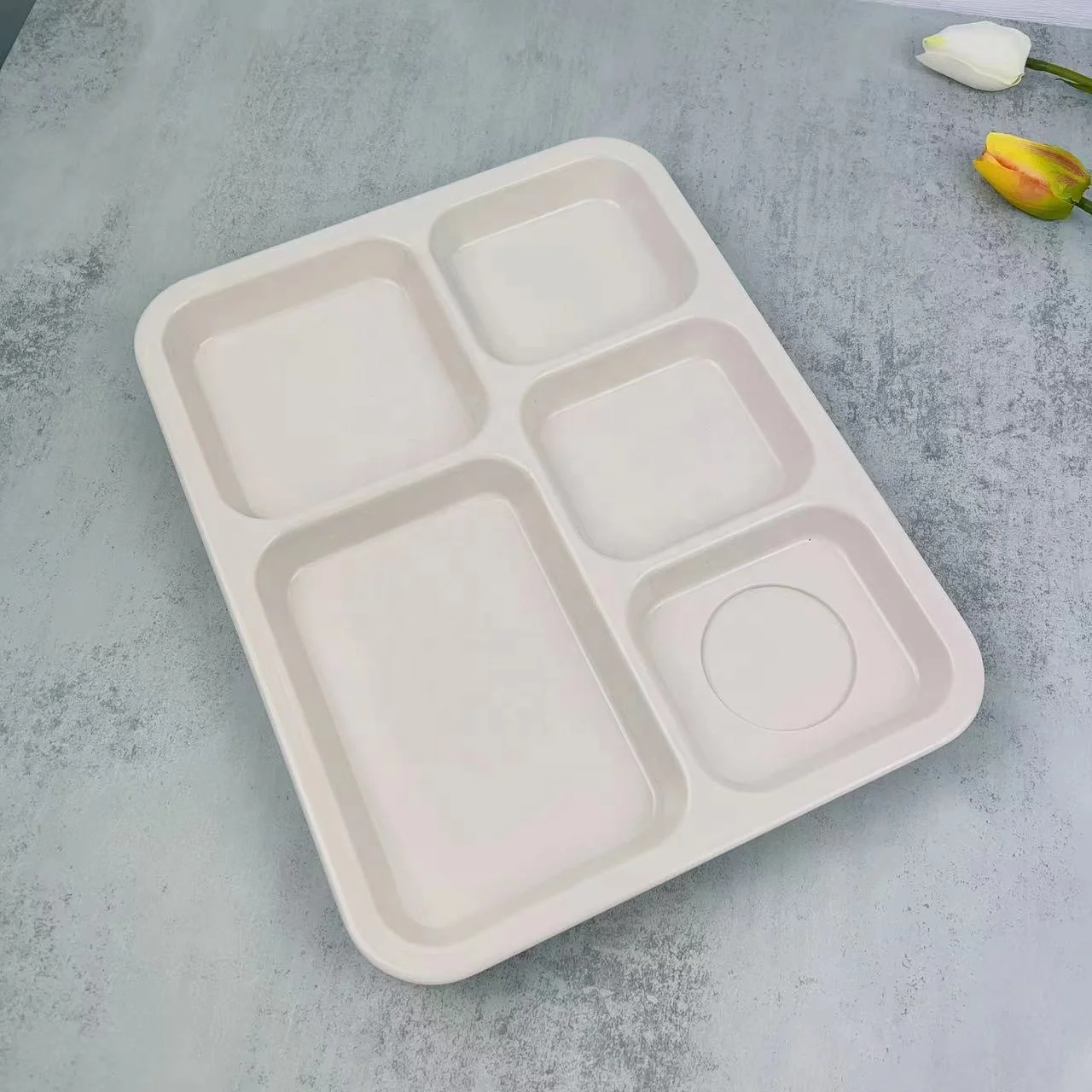 Wholesale unbroken melamine  5 sectional food divided  tray food grade