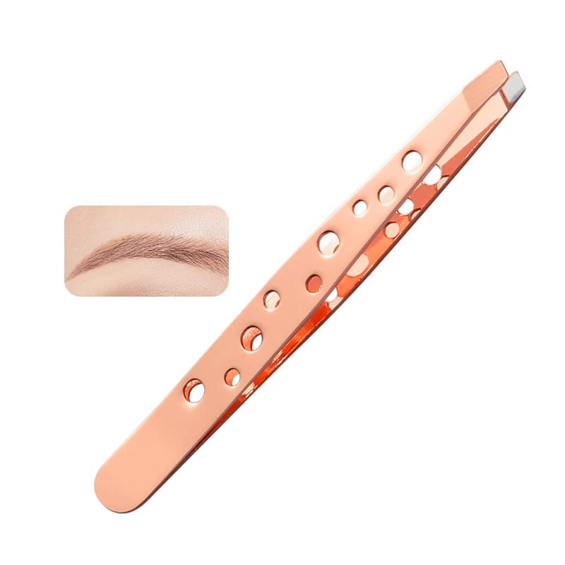 Eyebrow Extension Tweezers Rose Gold Stainless Steel Eyebrow Hair Removal Beauty Slanted Plucker Tweezers