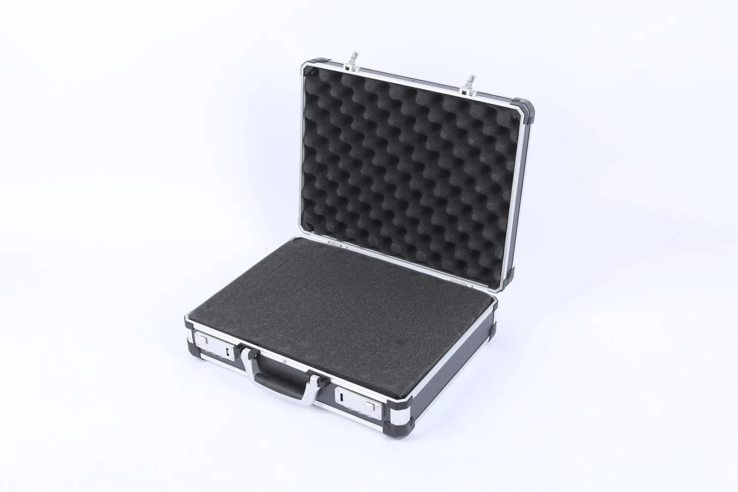 Portable shockproof metal instrument case Waterproof multi-functional storage box Black water-resistant tool  hard case