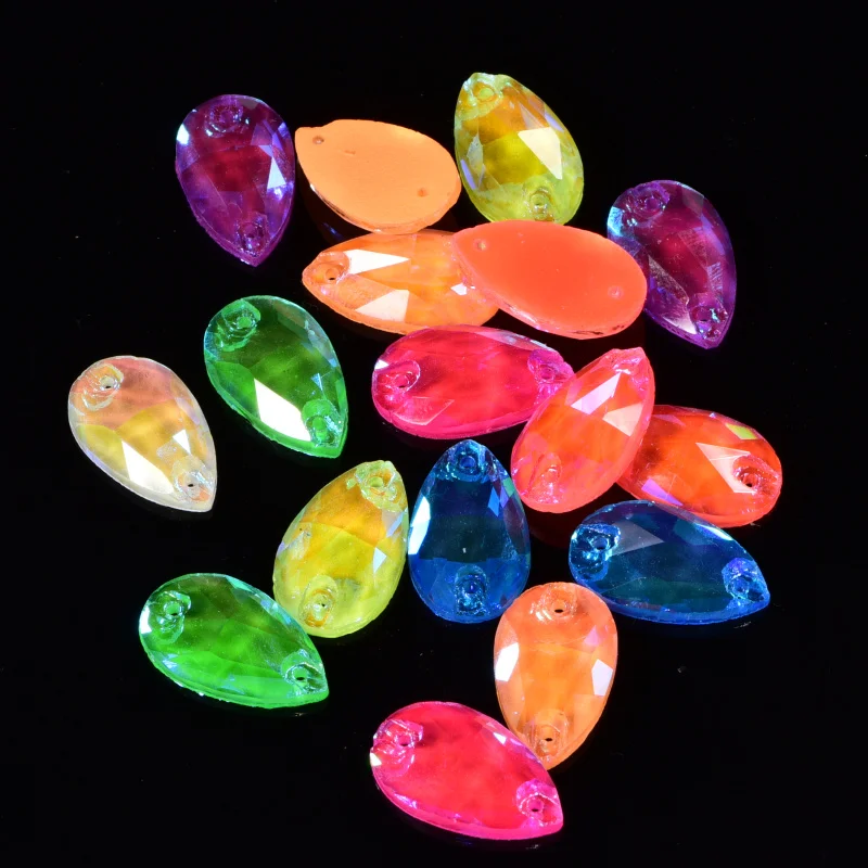 
Wholesale Neon Teardrop Glass Sew on Rhinestones for Sewed Rhinestones Clothes Decorations 