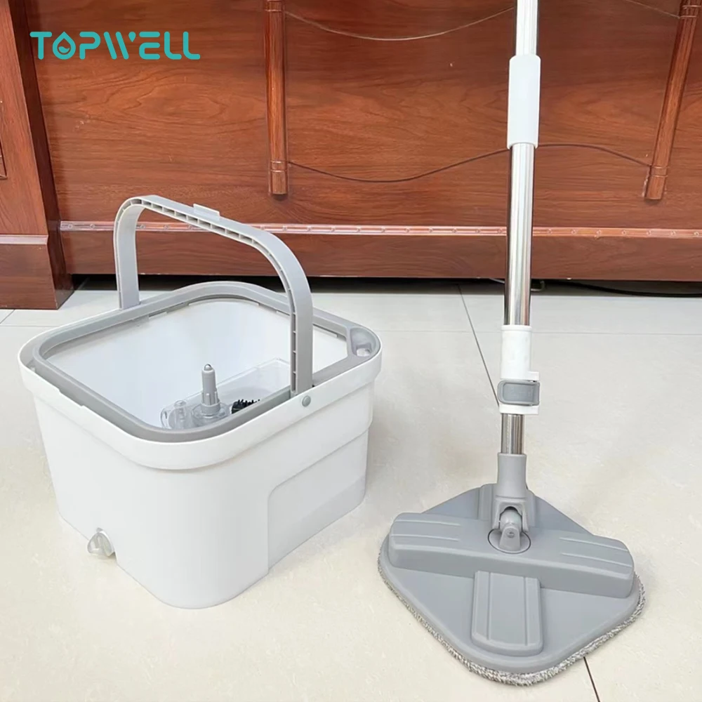 Topwill 360 Hand Free Microfiber Spin Mop Dirty Clean Water separated Spin Mop And Bucket Set
