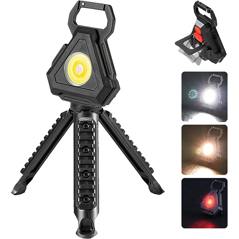 COB Rechargeable Mini Torch Portable High Power LED Keychain Lamp Pocket Work Light Supper Bright Camping Lantern with Tripod