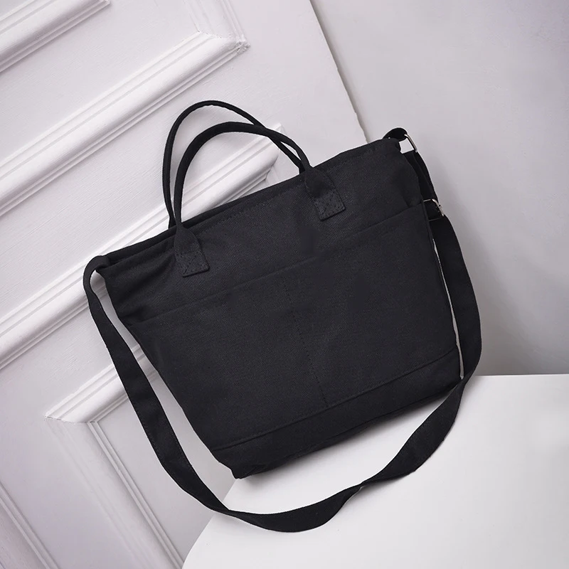 Promotion White Travel Make Up Bag With Custom Printed Logo Canvas Tote Bag Pocket  For Women