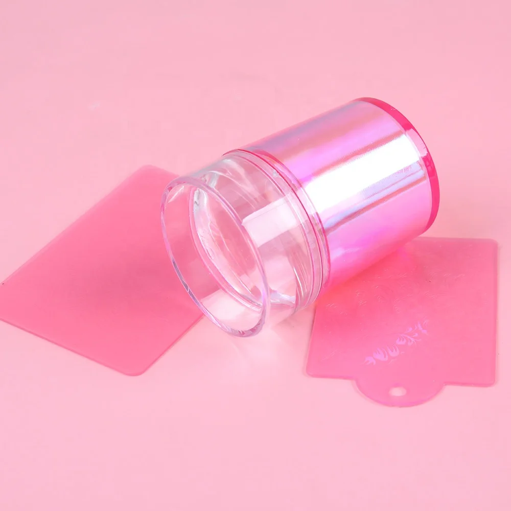 BQAN 2022 Rainbow Blue Nail Stamping Tool Silicone Nail Art Stamper with Scraper Card