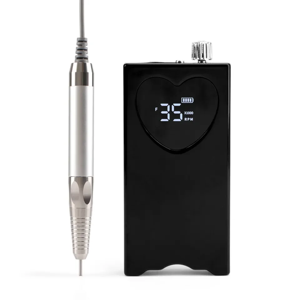 New design Heart Shape Brushless Portable Mobile Nail Drill High Torque 35,000 RPM Rechargeable Cordless Nail File