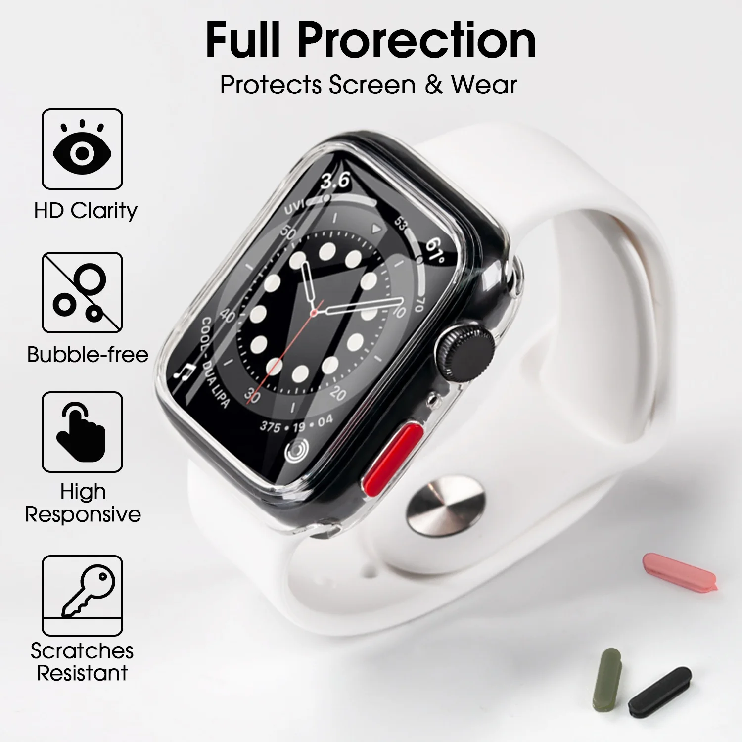 Полностью покрытая закаленная пленка TPU Защитная для экрана Apple Watch серия кристально чистая Передняя защитная пластиковый чехол