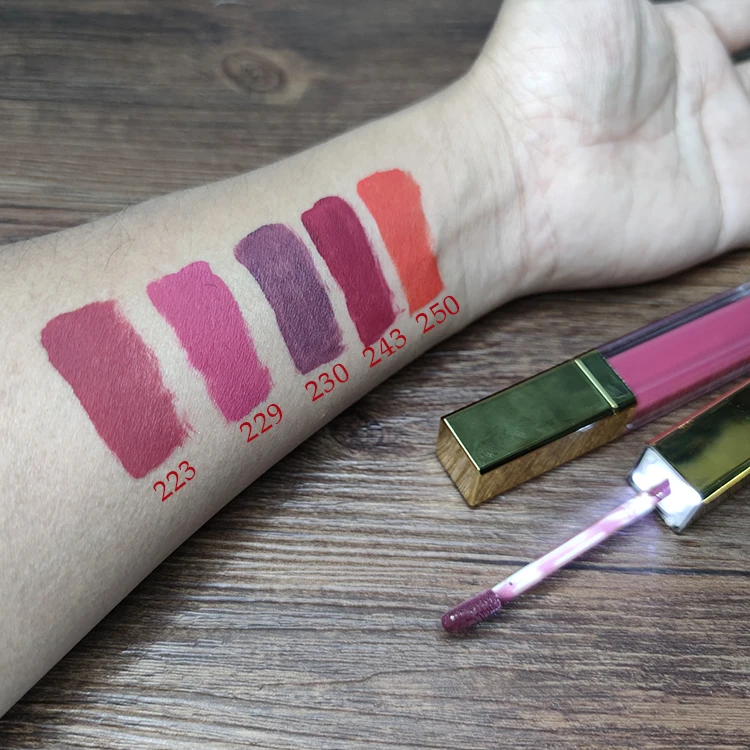 Wholesale Private Label Vegan Luxury Gold LED Square Matte Gloss Liquid Lipstick Tubes Custom Makeup Lipstick