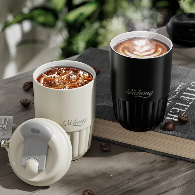 Hot sale quality ceramic liner stainless steel office light luxury mini ice american coffee cups