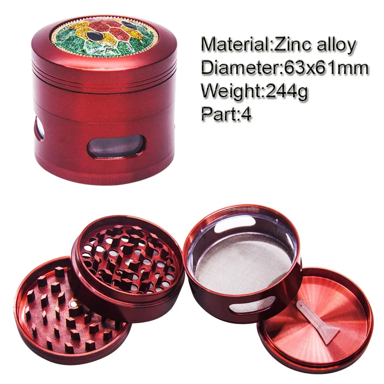 GZ3363132 Tobacco Spice Herb Grinder Smoking Accessories Metal Zinc Alloy Wholesale  63mm 4 Layers custom