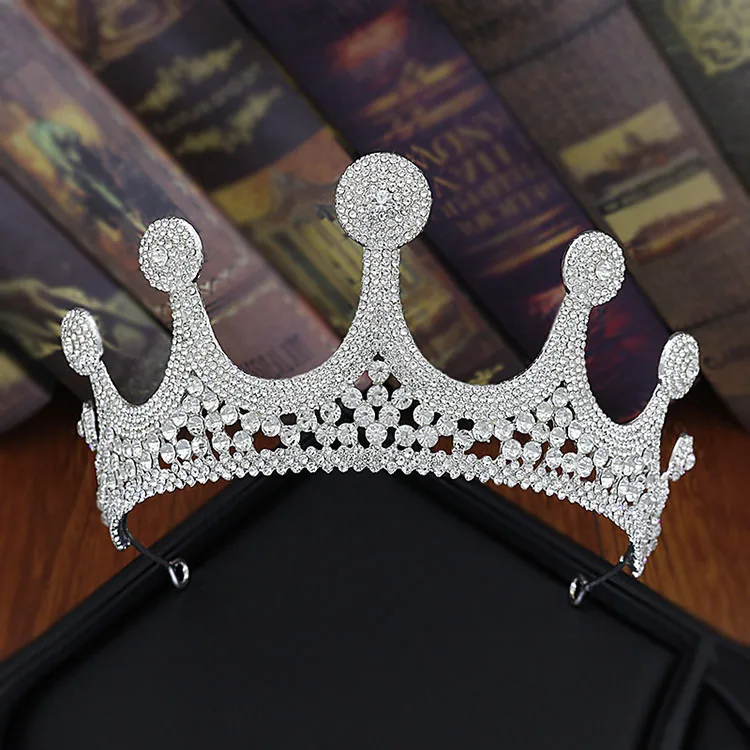 Vintage Round Baroque Crystal Crown for Wedding Beauty Pageant Queen Crowns Jewelry
