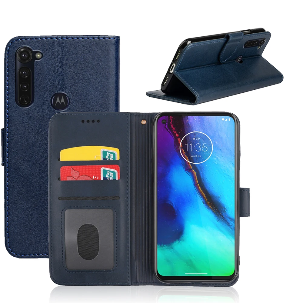  back cover phone Case with ID card slot Retro Luxury Flip Leather wallet For Motorola Moto G8 Power E7 Edge 20 Pro lite